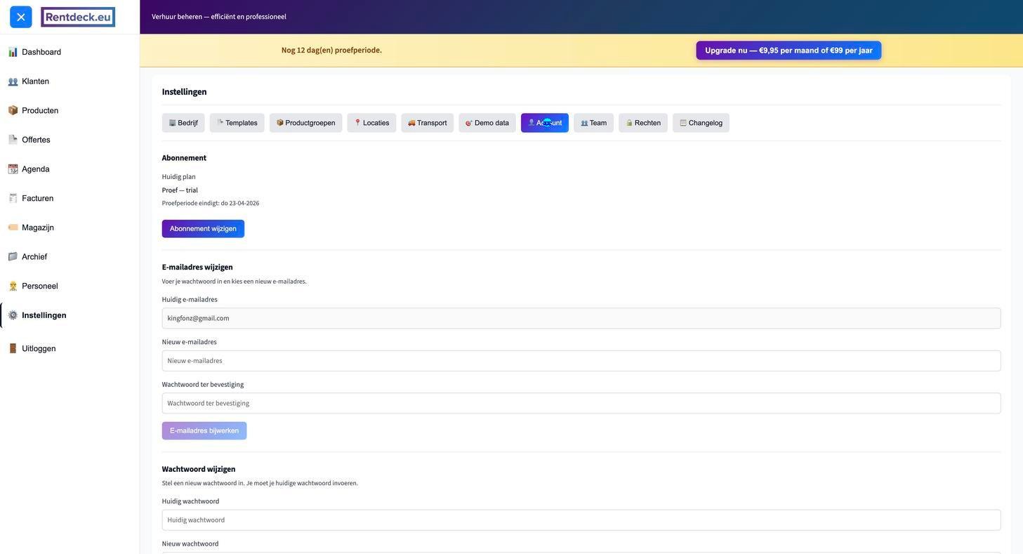 Account instellingen